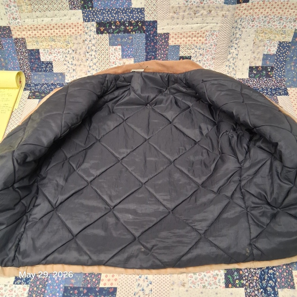 Vintage Carhartt JQ186 Arctic Quilt Lined Brown Canvas Jacket Large Faded J02 - Picture 3 of 13